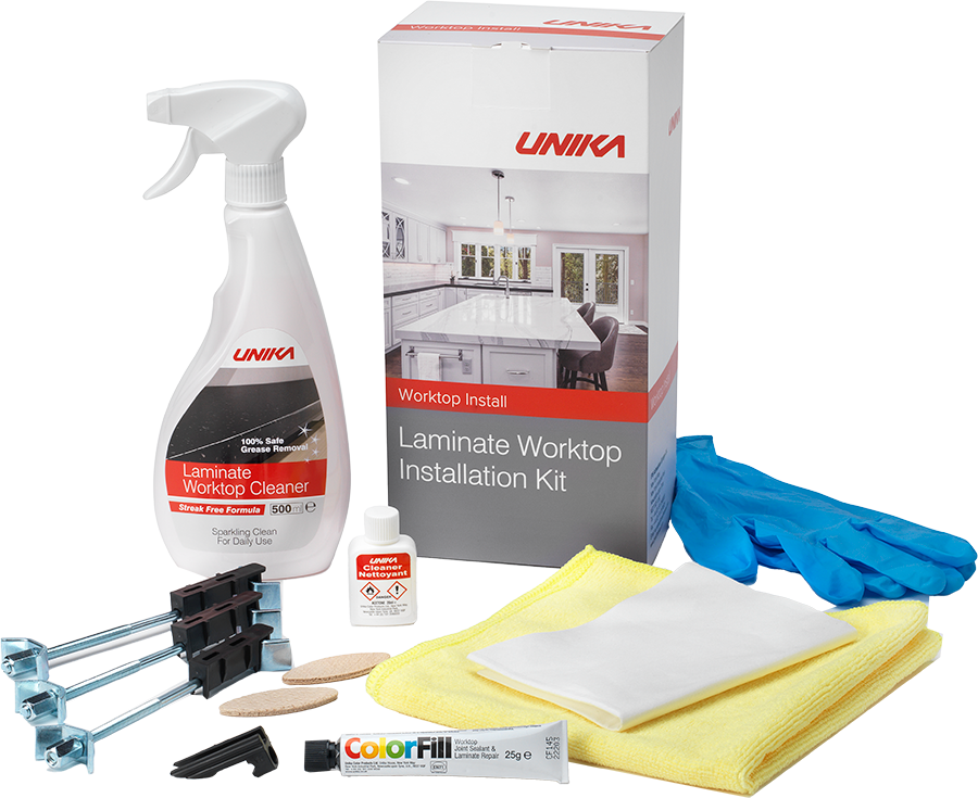 Our Unika installation, care, and adhesive products that we stock and sell in our online store. Including our ColorFill Tube.